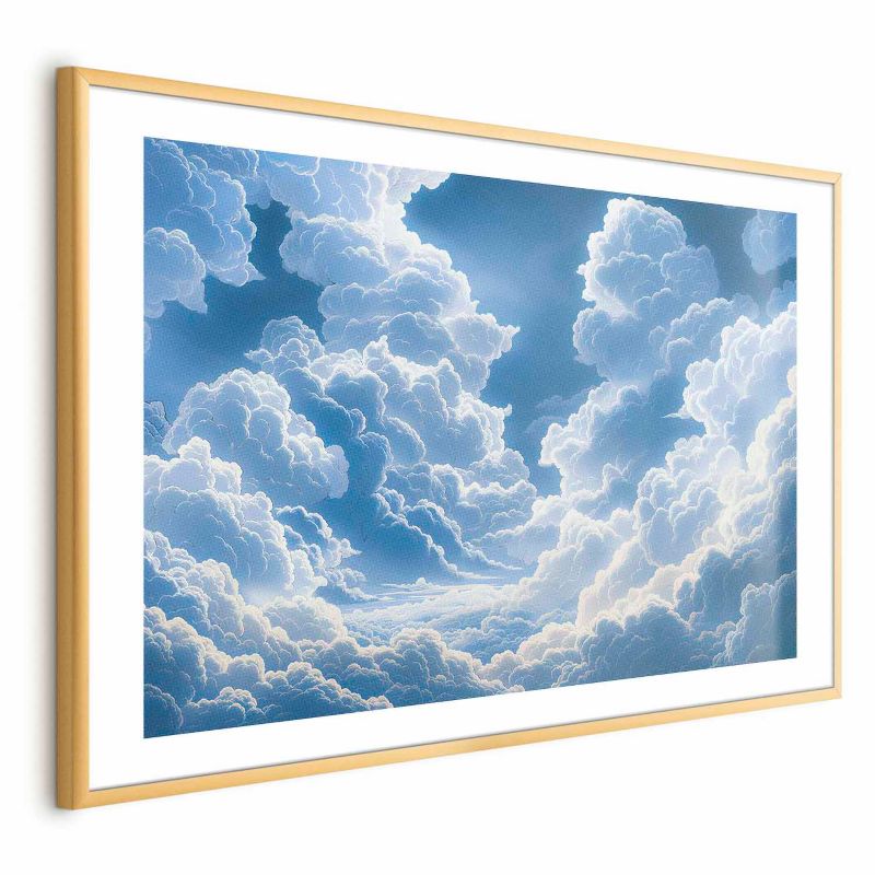 Plakat Artgeist Niebo i puchate chmury 90x60 cm z ramą złotą 1 szt
