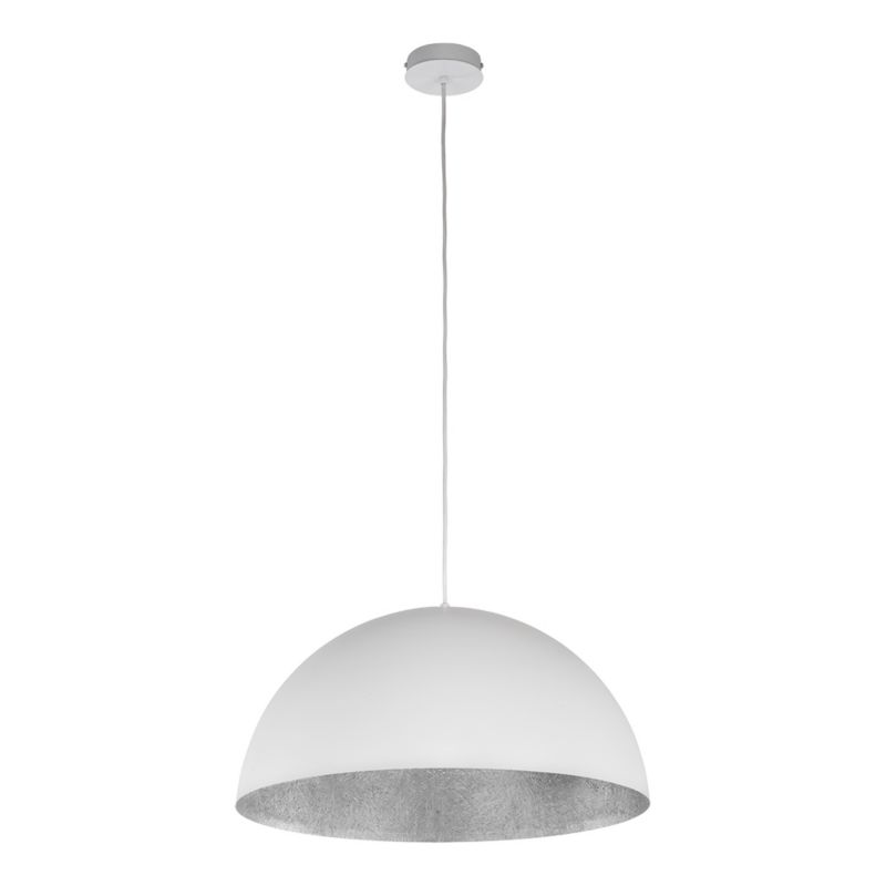Lampa Wisząca SPOT Light 1xE27 Max.60W Biały Klosz Wykończony Efektownie Srebrem od Wewnątrz, Polski Producent, 1 szt.