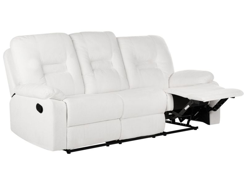 Sofa z manualną funkcją relaksu 3-osobowa biała Bergen 1 szt.