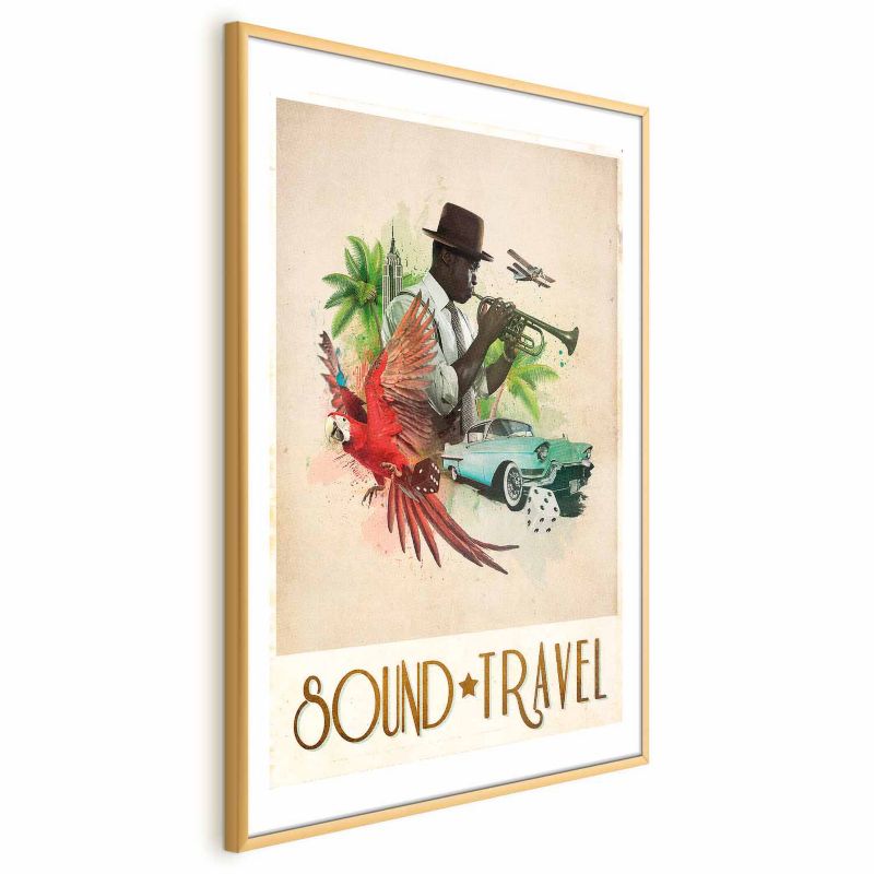 Plakat Artgeist Sound Travel 60x90 cm z ramą złotą 1 szt