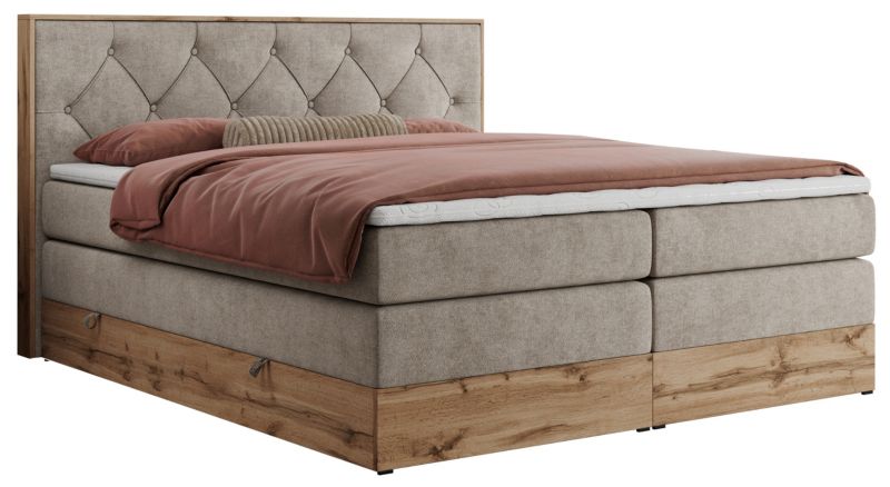 Łóżko kontynentalne MKS Meble VENETO KING 180x200 H3 beżowy struktura 1szt.