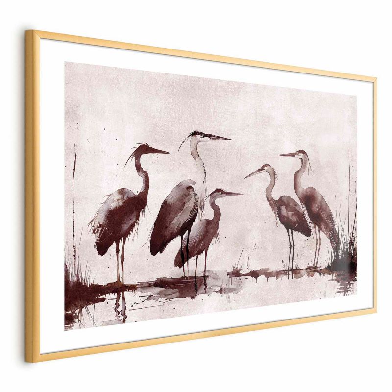 Plakat Artgeist Malowane czaple 30x21 cm z ramą złotą 1 szt