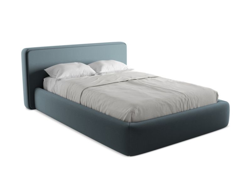Łóżko Makamii Kiana z tkaniną boucle 140x200 jeans 1 szt.