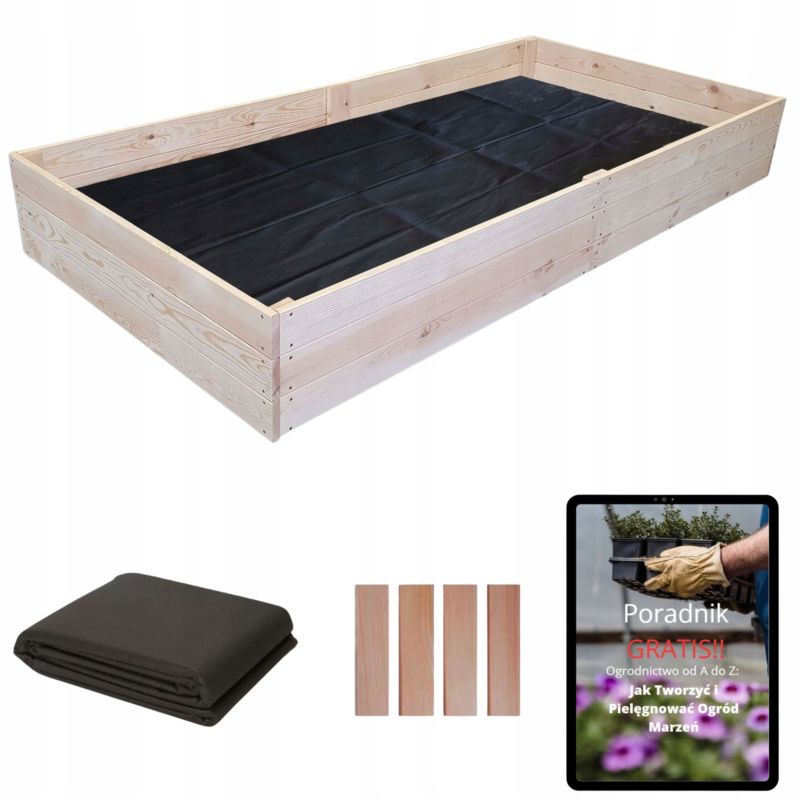 Warzywniak Drewniany 200x80cm SunWood Inspekt Zielnik Skrzynia + Poradnik 1 szt.