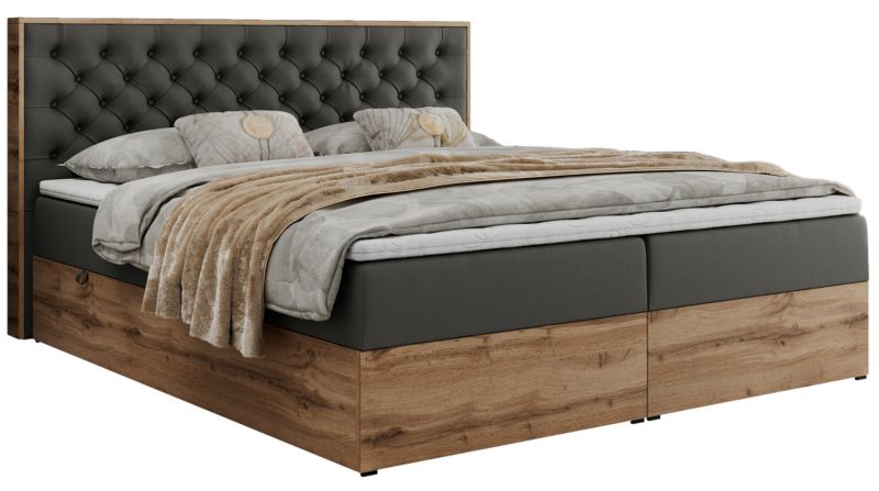 Łóżko kontynentalne MKS Meble ALBERO 3 200x200 H4 Szary ecoskóra 1szt.