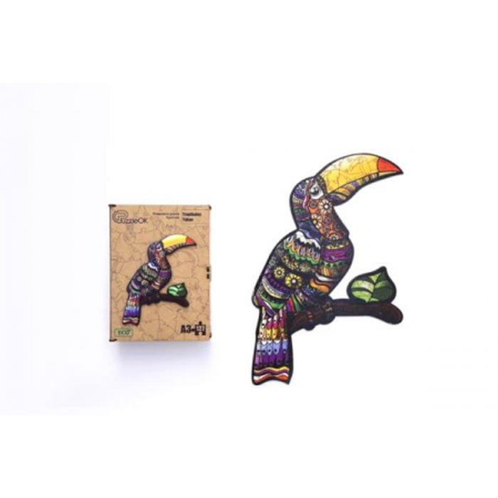 Puzzle drewniane eko 127 Tropikalny tukan A3 Maksik