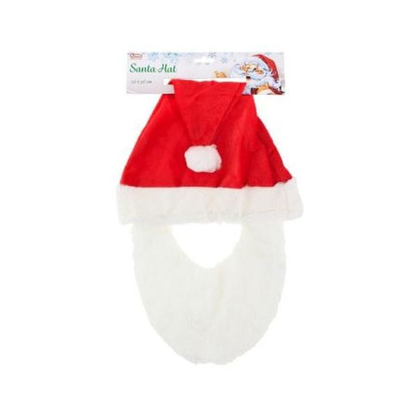 CZAPKA MIKOŁAJA Z BRODĄ 29x36cm