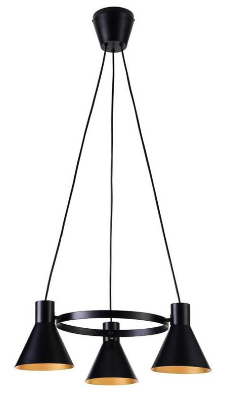Lampa wisząca czarno-złota matowa sufitowa 3x40W More
