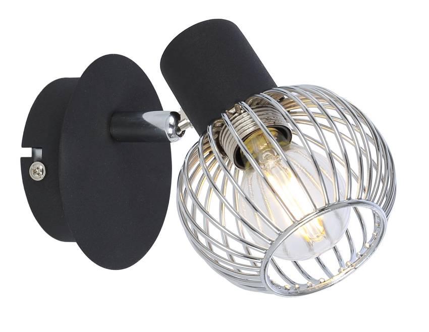 Lampa ścienna1X40W E14 czarny/chrom OSLOK