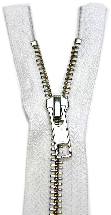 Zamek metalowy rozdzielczy/srebrny kolor: Biały rozm. 60-80cm