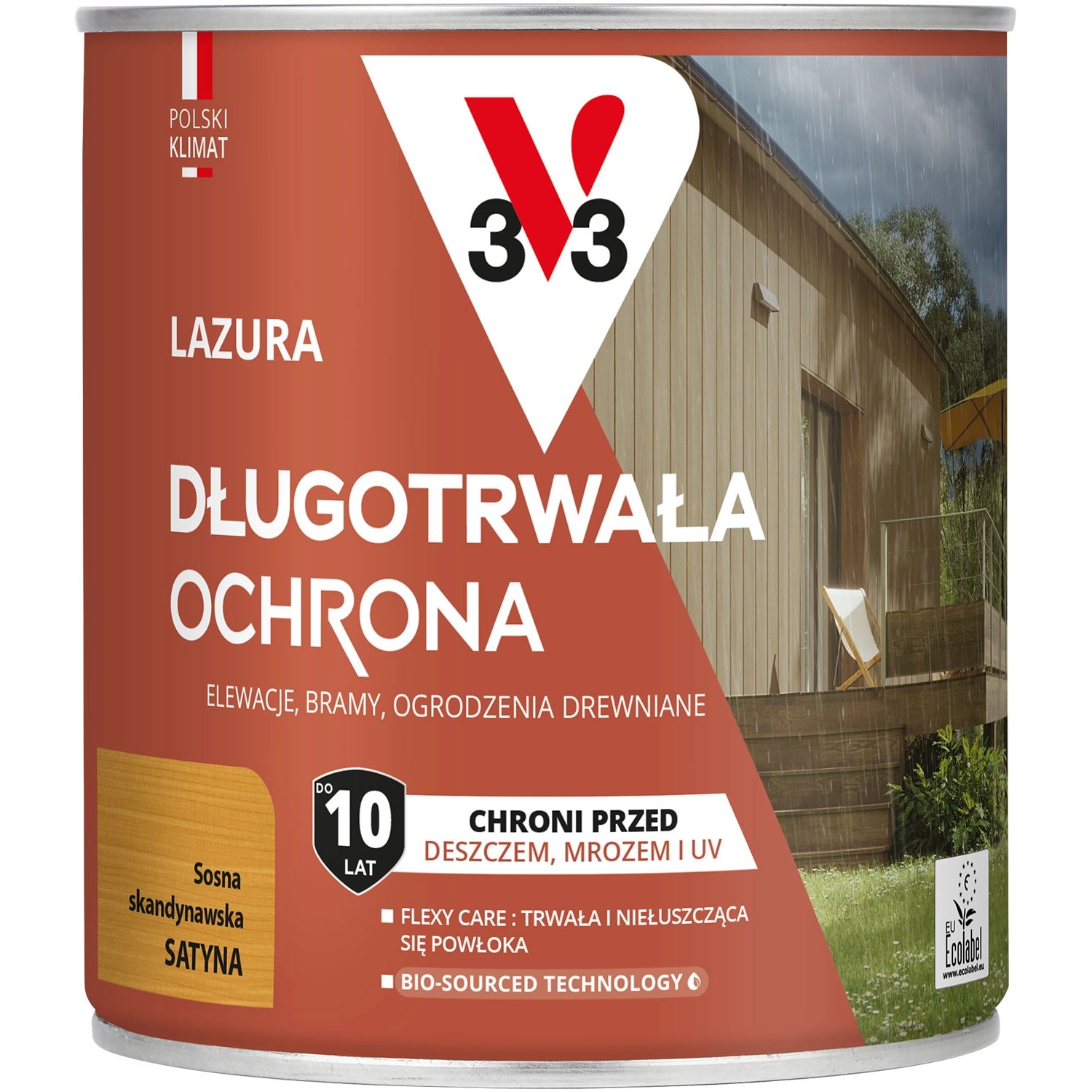 V33 Lazura długotrwała ochrona sosna skandynawska 0,75L