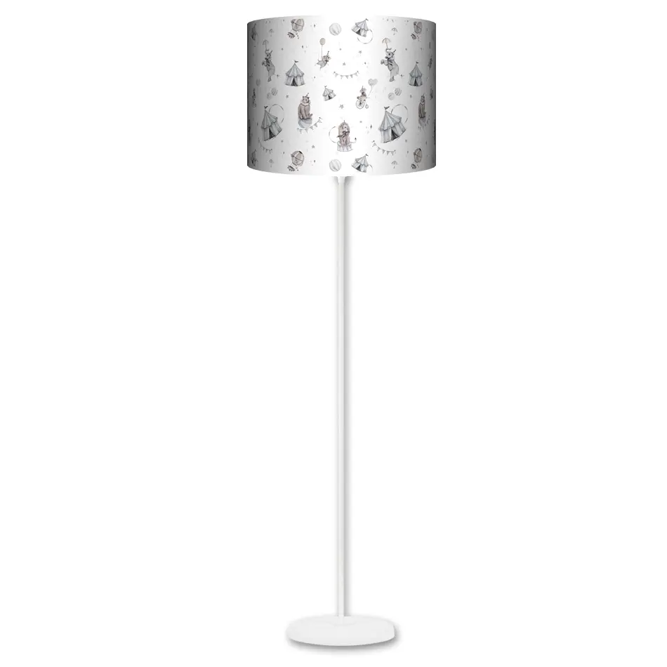 Lampa stojąca MAXI Baśniowy Cyrk na bieli - kolor podstawy do wyboru FL - czarny