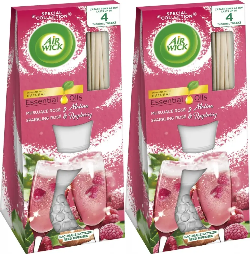 2x Patyczki zapachowe Air Wick, musujące Rose i malina, 30ml