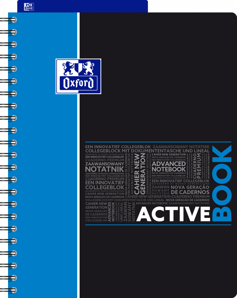 Kołonotatnik Oxford Student ActiveBook, A4+, w kratkę, 80 kartek, okładka PP, mix wzorów