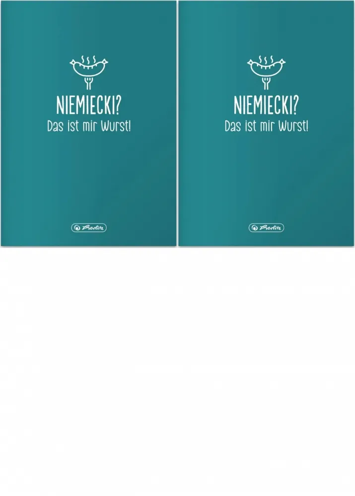 2x Zeszyt przedmiotowy w kratkę Herlitz J. Niemiecki, A5, miękka oprawa, 60 kartek, turkusowy