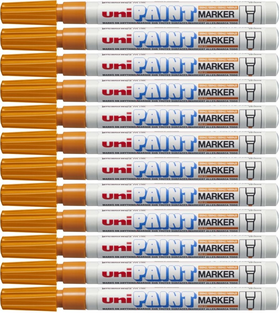 12x Marker olejowy Uni PX-21, okrągła, 1.2 mm, pomarańczowy
