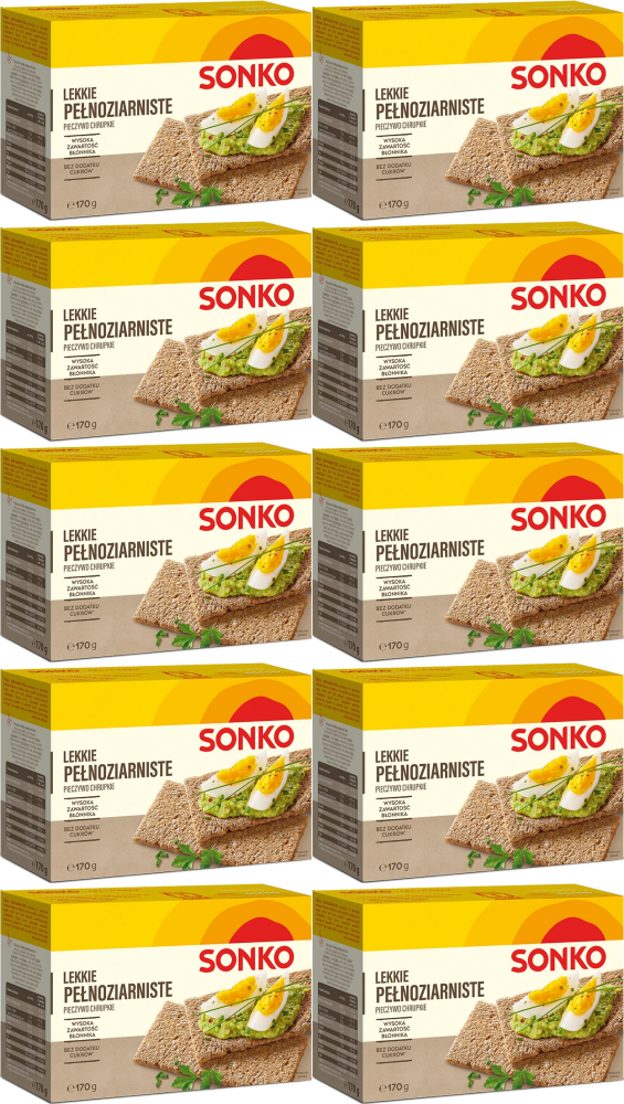 10x Pieczywo lekkie Sonko, pełnoziarniste, 170g