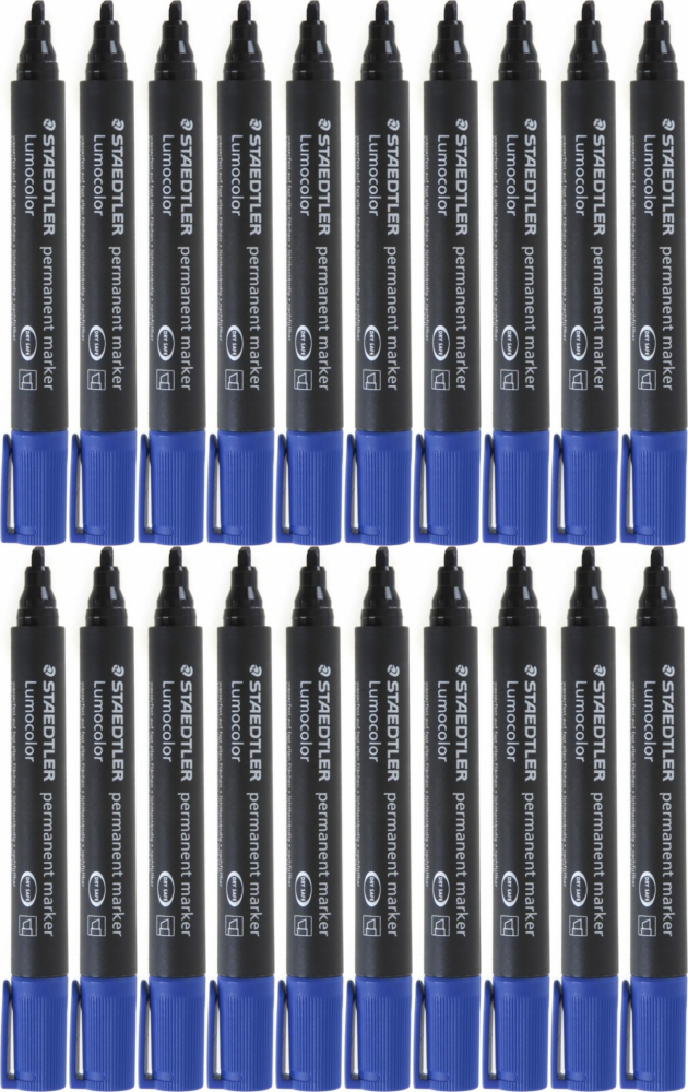 20x Marker permanentny Staedtler, Lumocolor 350, ścięta, 5mm niebieski