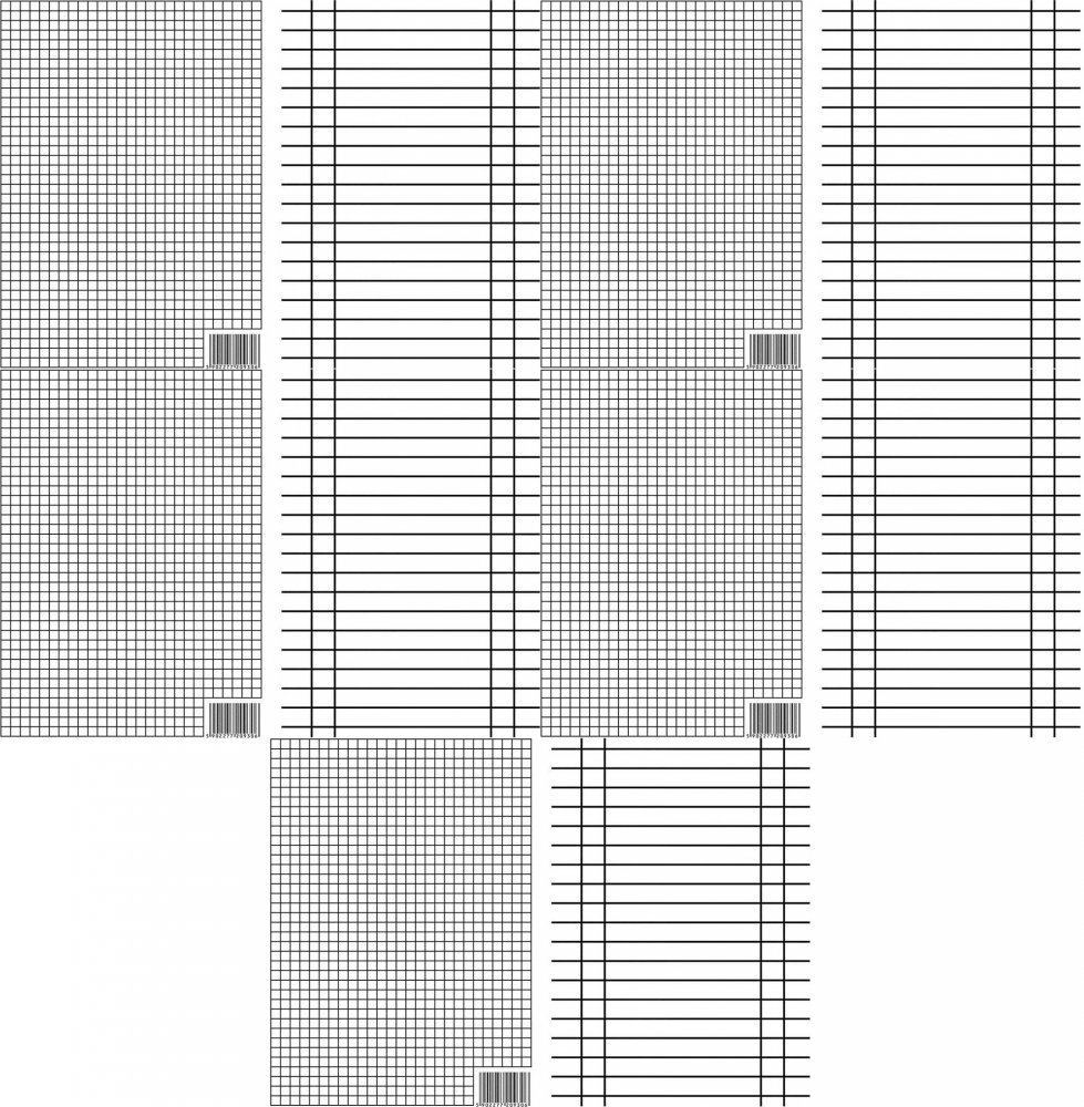5x Liniuszek dwustronny Interdruk, w kratkę i w linię, A5, 1 sztuka