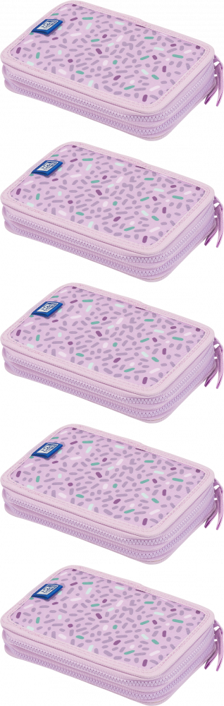 5x Piórnik 2-komorowy Oxford Kids, bez wyposażenia, 20x13x5cm, poliester, fioletowy