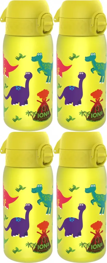 4x Bidon ION8 Dinosaur, recyclon/tritan, 350ml, żółty