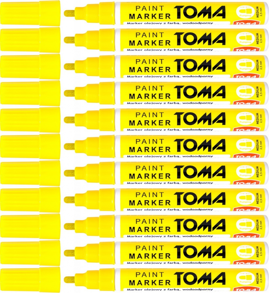 12x Marker olejowy Toma TO-440, okrągła, 2.5mm, neonowy żółty