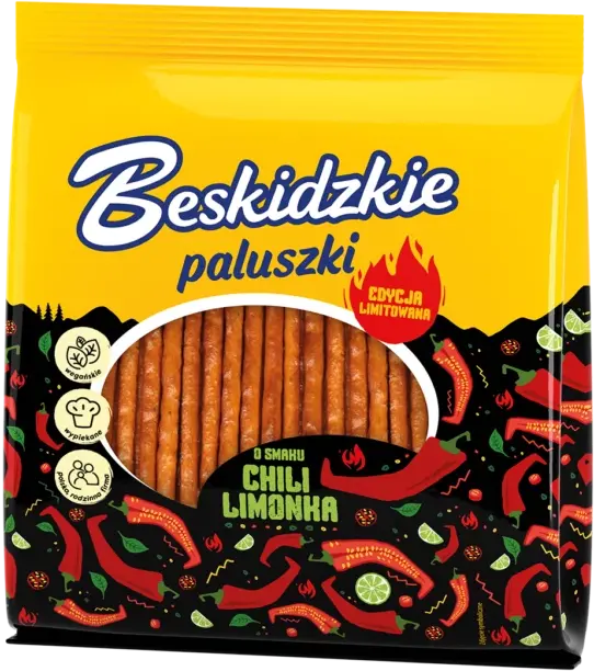 Paluszki Beskidzkie Aksam, o smaku chili i limonki, 180g