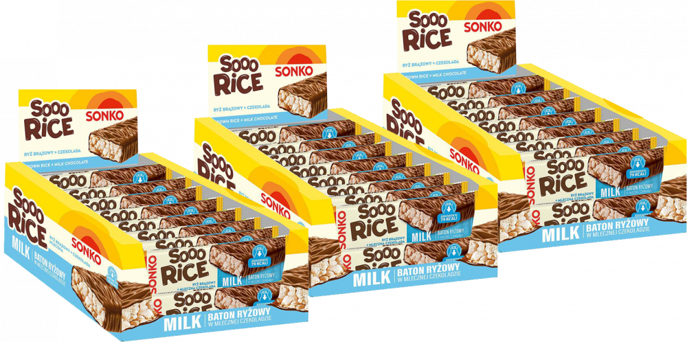 54x Baton ryżowy Sonko Sooo Rice Milk, w czekoladzie mlecznej, 16g