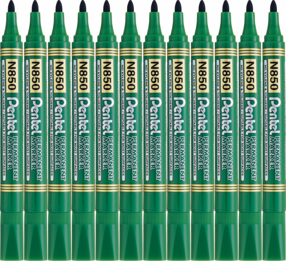 12x Marker permanentny Pentel N850, okrągła, 4.5mm, zielony