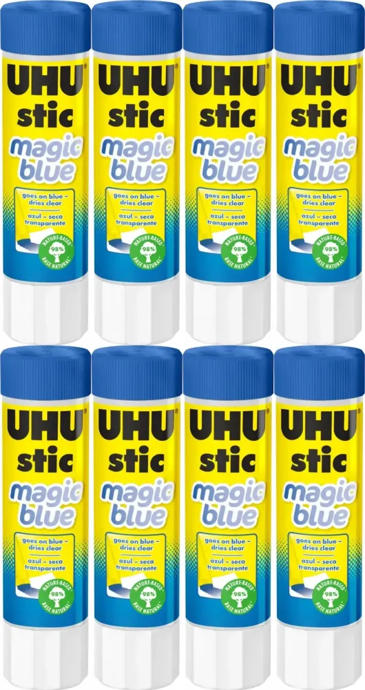 8x Klej w sztyfcie UHU Magic, znikający, 8.2g