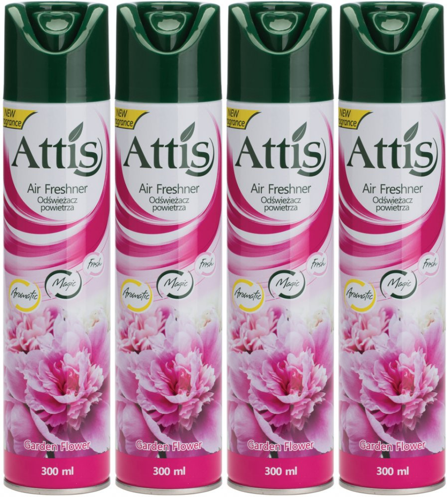 4x Odświeżacz powietrza Attis Gold Drop, spray, Garden Flower, 300ml