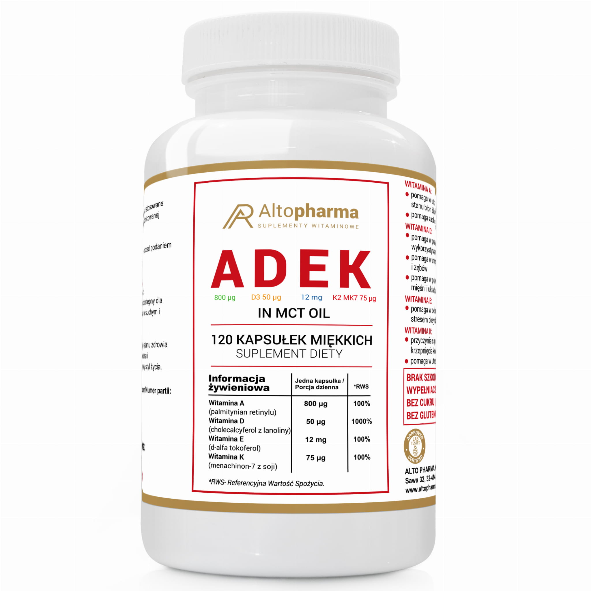 Witamina ADEK Forte MCT 120kaps AltoPharma