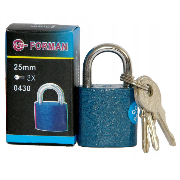 Kłódka żeliwna zatrzaskowa Forman 25mm / 3 klucze