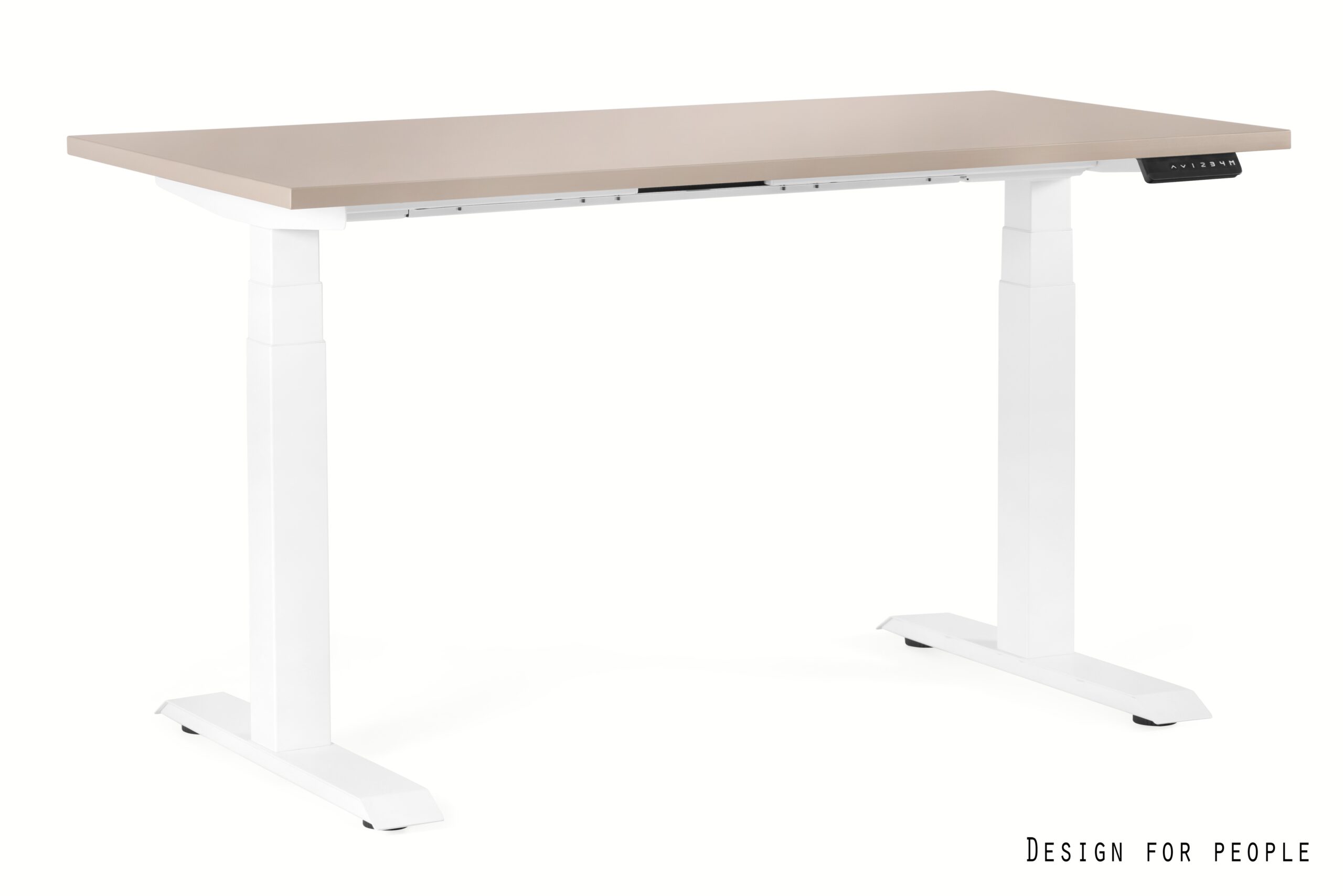 FIGHTER SINGLE DESK biurko elektryczne, biały stelaż, blat 4 kolory (Wymiary blatu: 160 x 70, Kolor blatu: YZ-14 beżowy)