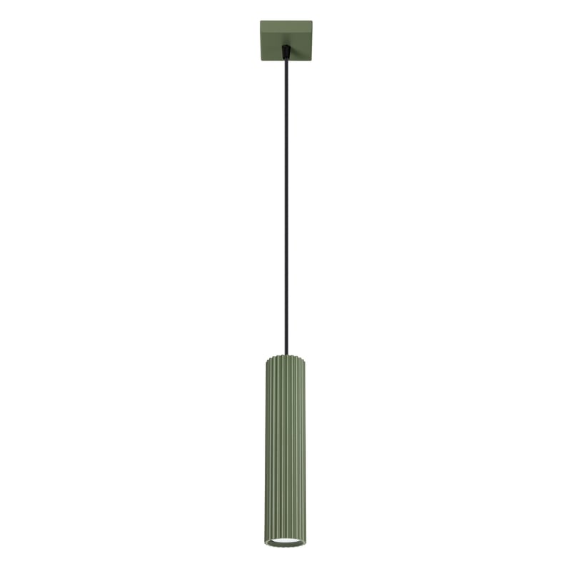 Lampa wisząca KARBON 1 oliwkowa zieleń, minimalistyczna - 8x8x118cm Sollux