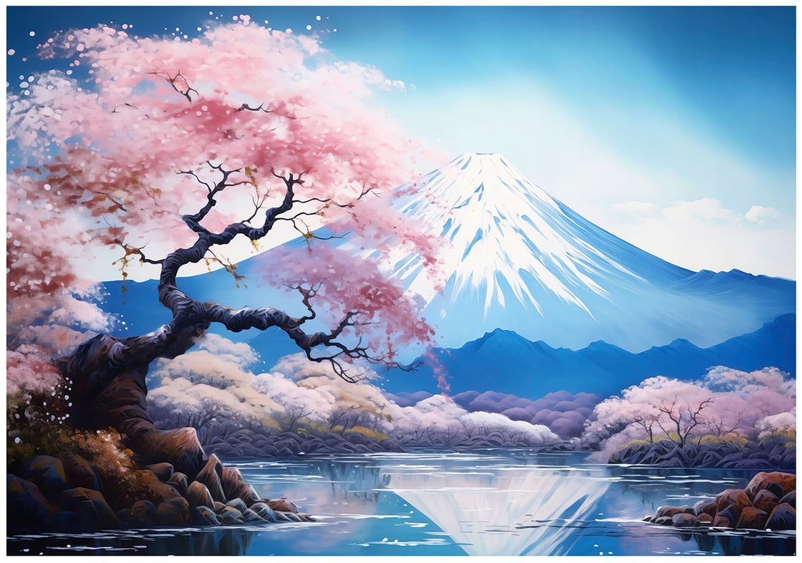 Fototapeta Góra Fuji Krajobraz Drzewo Wiśni 300x210 cm Tapeta Do Sypialni Salonu Kuchni Na Flizelinie