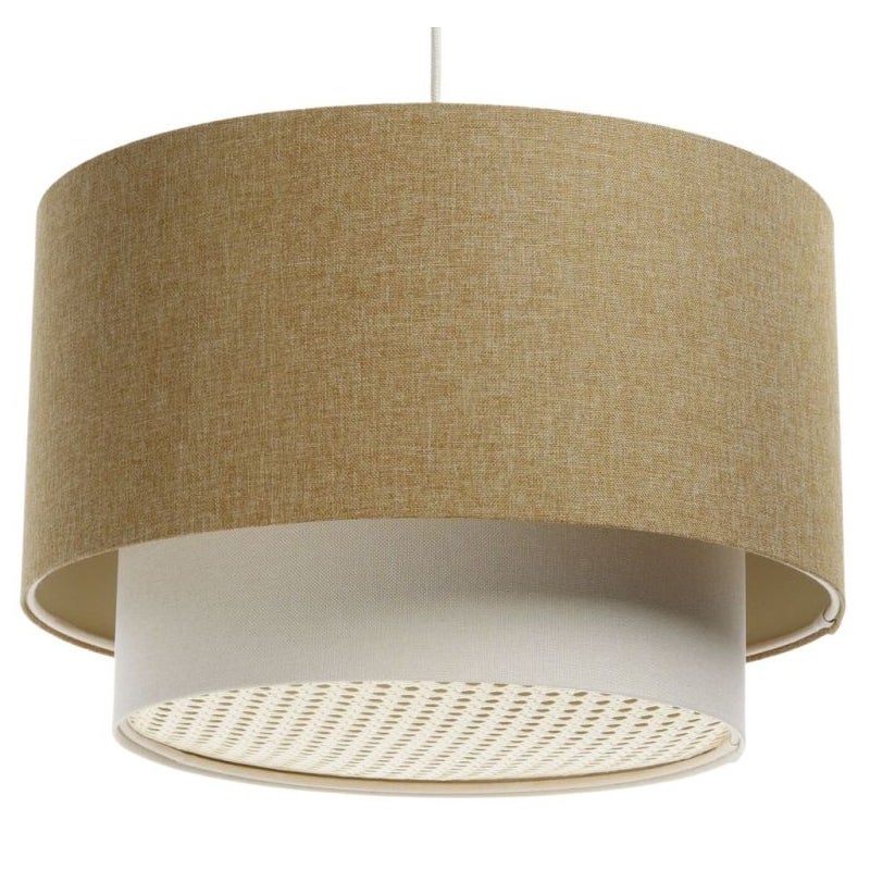 Lampa wisząca ERUTAN DOUBLE RATTAN 40 żółta/kremowa