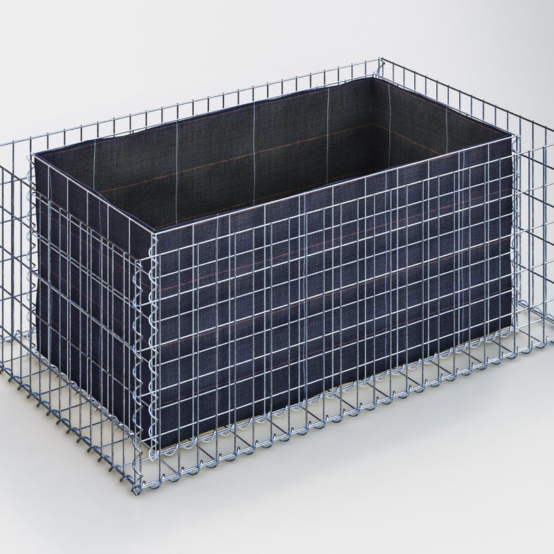 Prostokątna podwyższona donica gabionowa 130 cm x 50 cm x 80 cm (dł. x wys. x gł.), rozmiar oczek 5 x 10 cm, grubość ścianki 10 cm