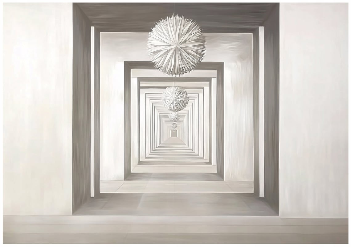 Fototapeta 3D Tunel Kule Abstrakcja Beżowy 350x250 cm Tapeta Do Sypialni Salonu Kuchni Na Flizelinie