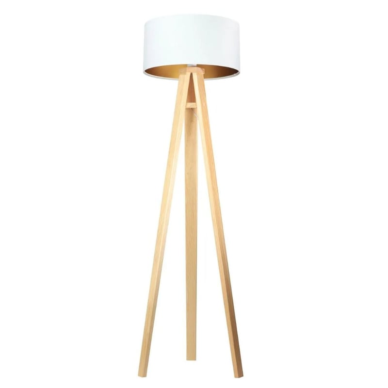 Lampa stojąca HOME 40 biała/złota/sosna