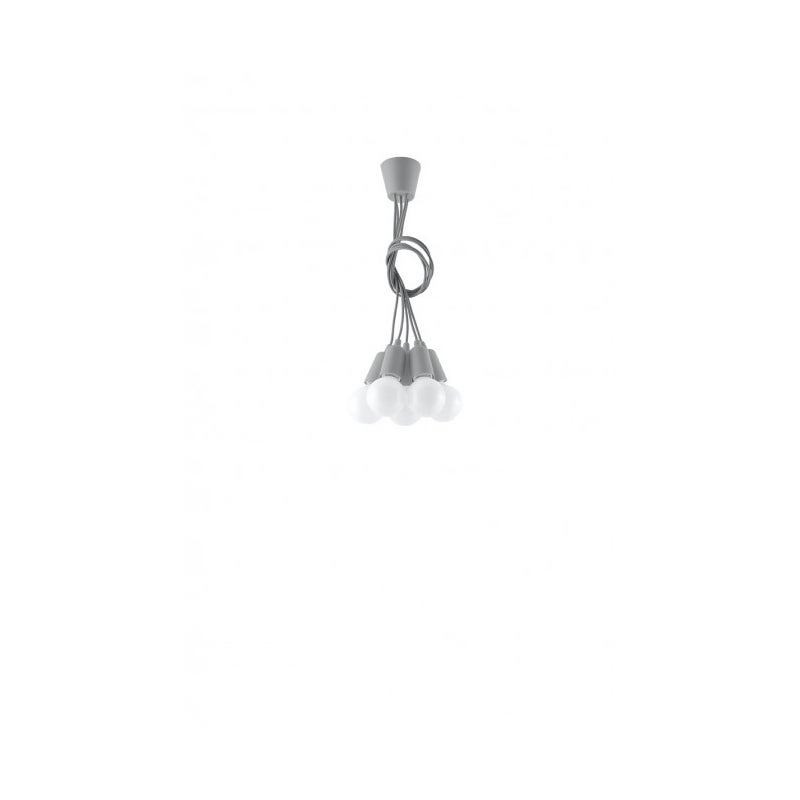 Lampa wisząca DIEGO 5 szara, nowoczesna - 25x25x90cm Sollux