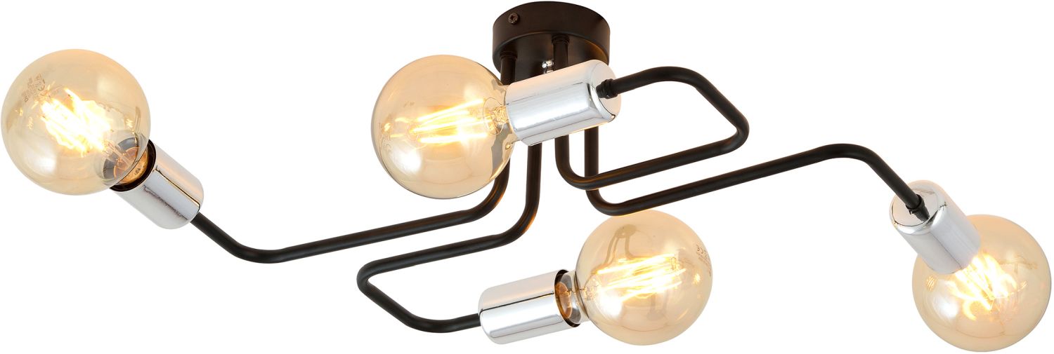 Emibig Veken 4 Silver lampa podsufitowa 4x15 W czarna-srebrna 1174/4