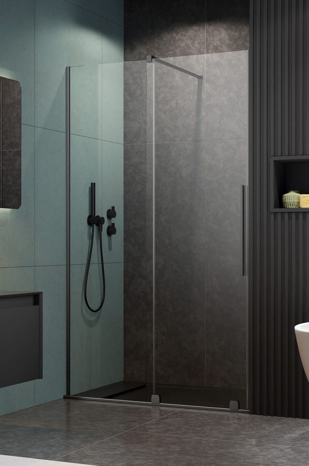 Radaway Furo DWJ drzwi prysznicowe 52,2 cm lewe gunmetal szczotkowany/szkło przezroczyste 10107522-92-01L - Wysyłka w 24h