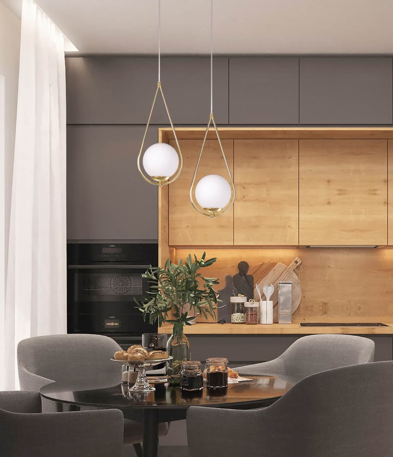 Kaja Neve Gold lampa wisząca 2x40 W biała-mosiądz K-4776