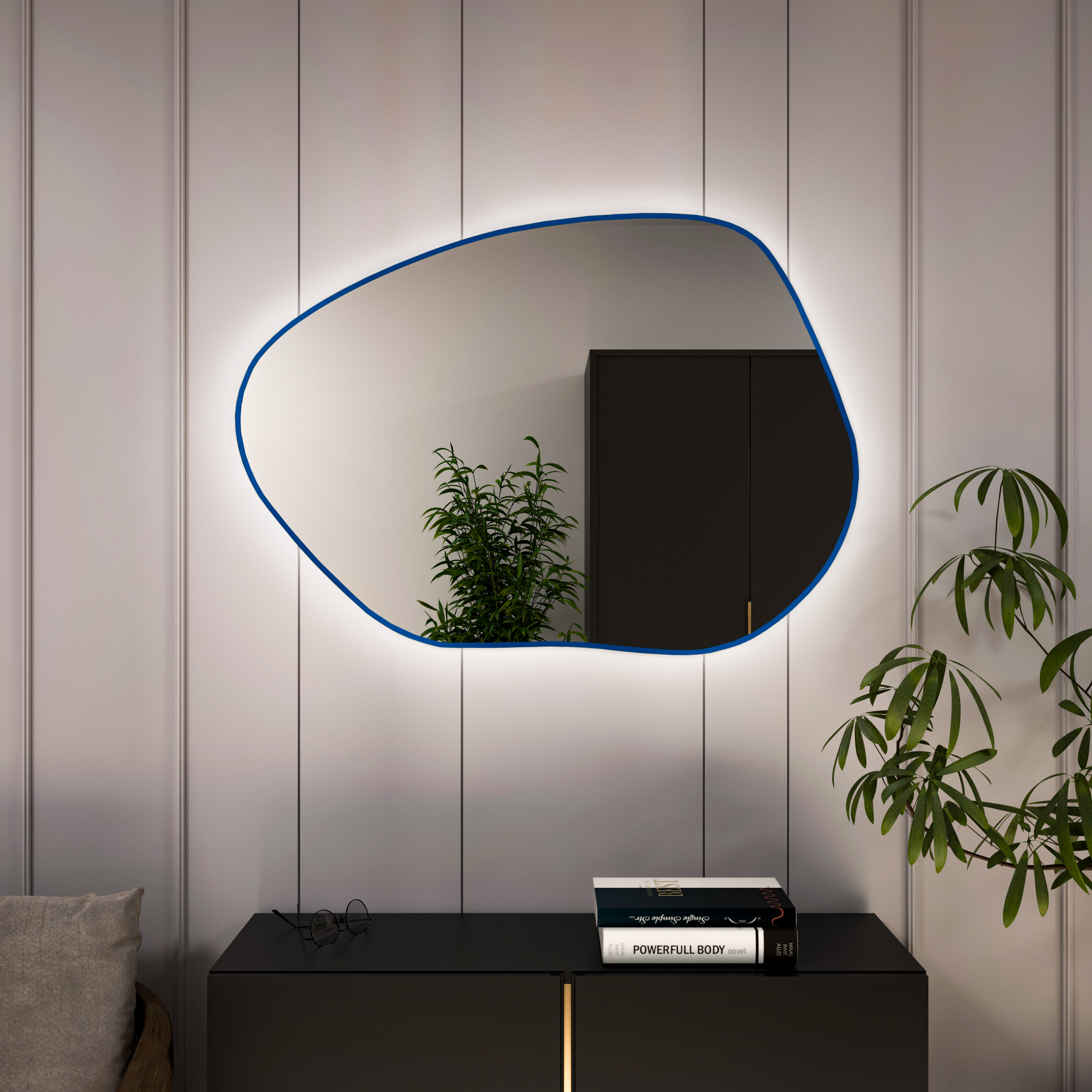 Baltica Design Bright Stain I lustro 80x57 cm niebieskie barwa światła zimna