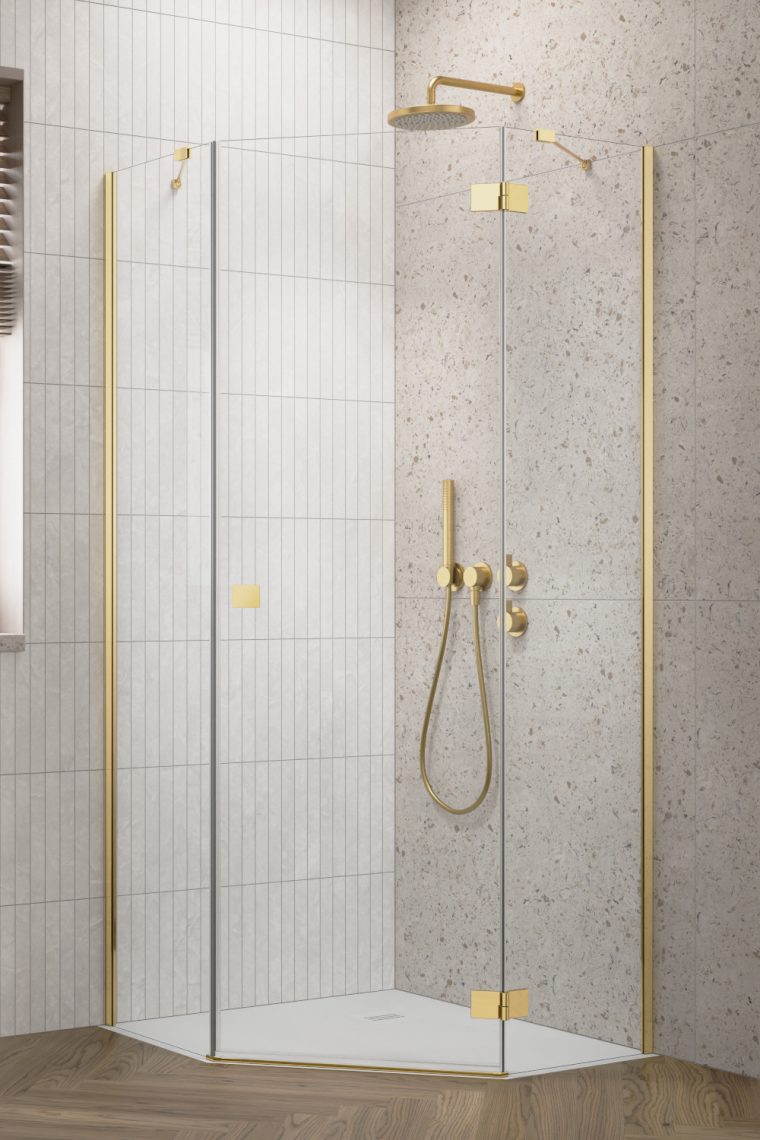 Radaway Essenza Pro PTJ komplet ścianek 45,5 cm złoty połysk/szkło przezroczyste 1385050-01-01