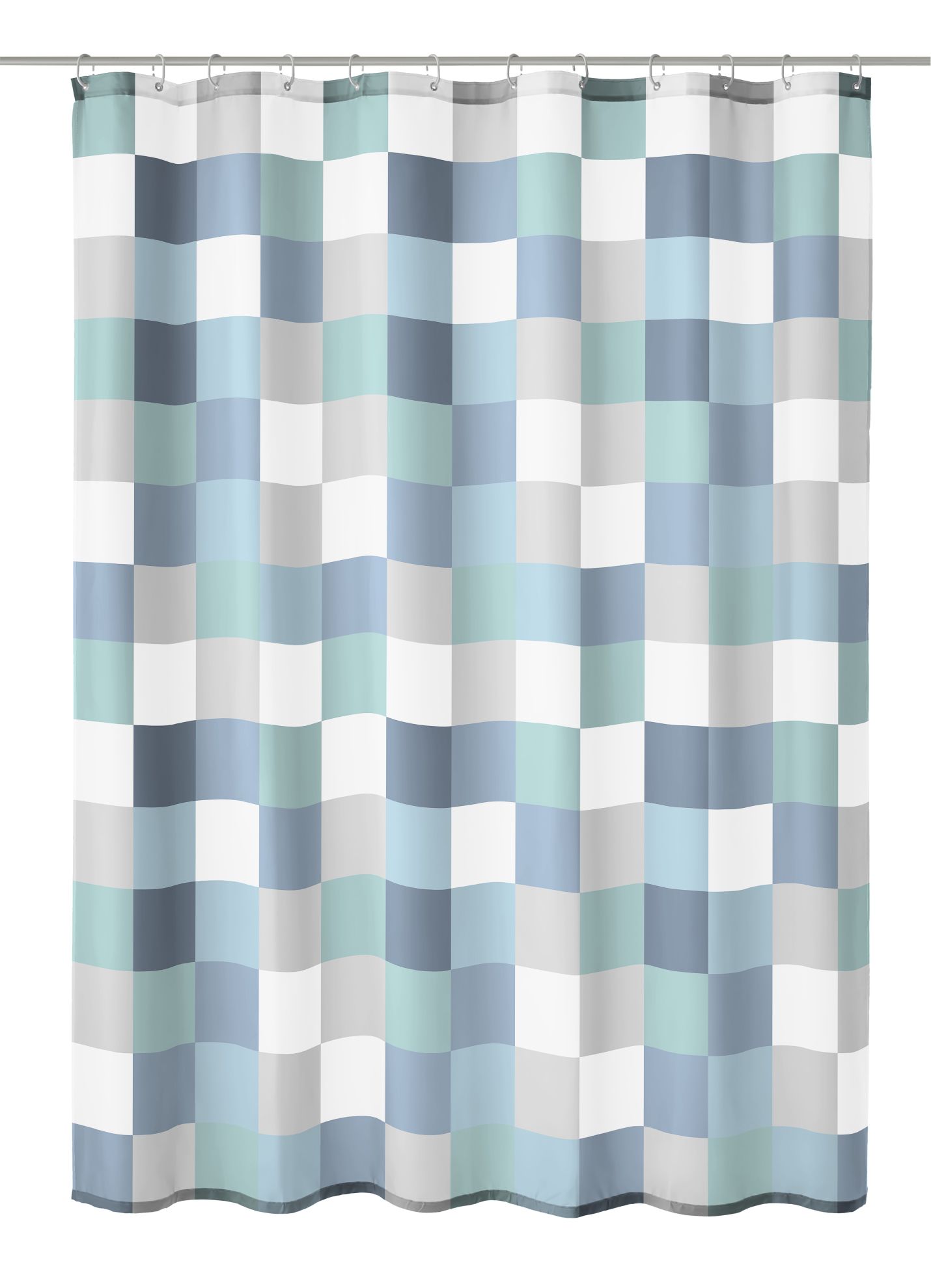 Kleine Wolke Check zasłona prysznicowa 180x200 cm tekstylna niebieski/kwadraty 5270783305