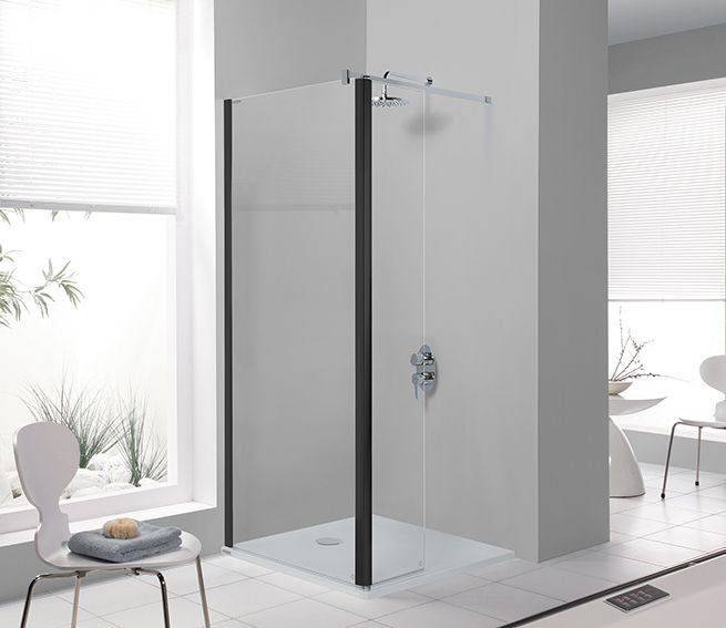 Sanplast Prestige III PR2/PRIII-90 ścianka prysznicowa 90 cm walk-in czarny mat/szkło przezroczyste 600-073-0980-59-401 - Wysyłka w 24h