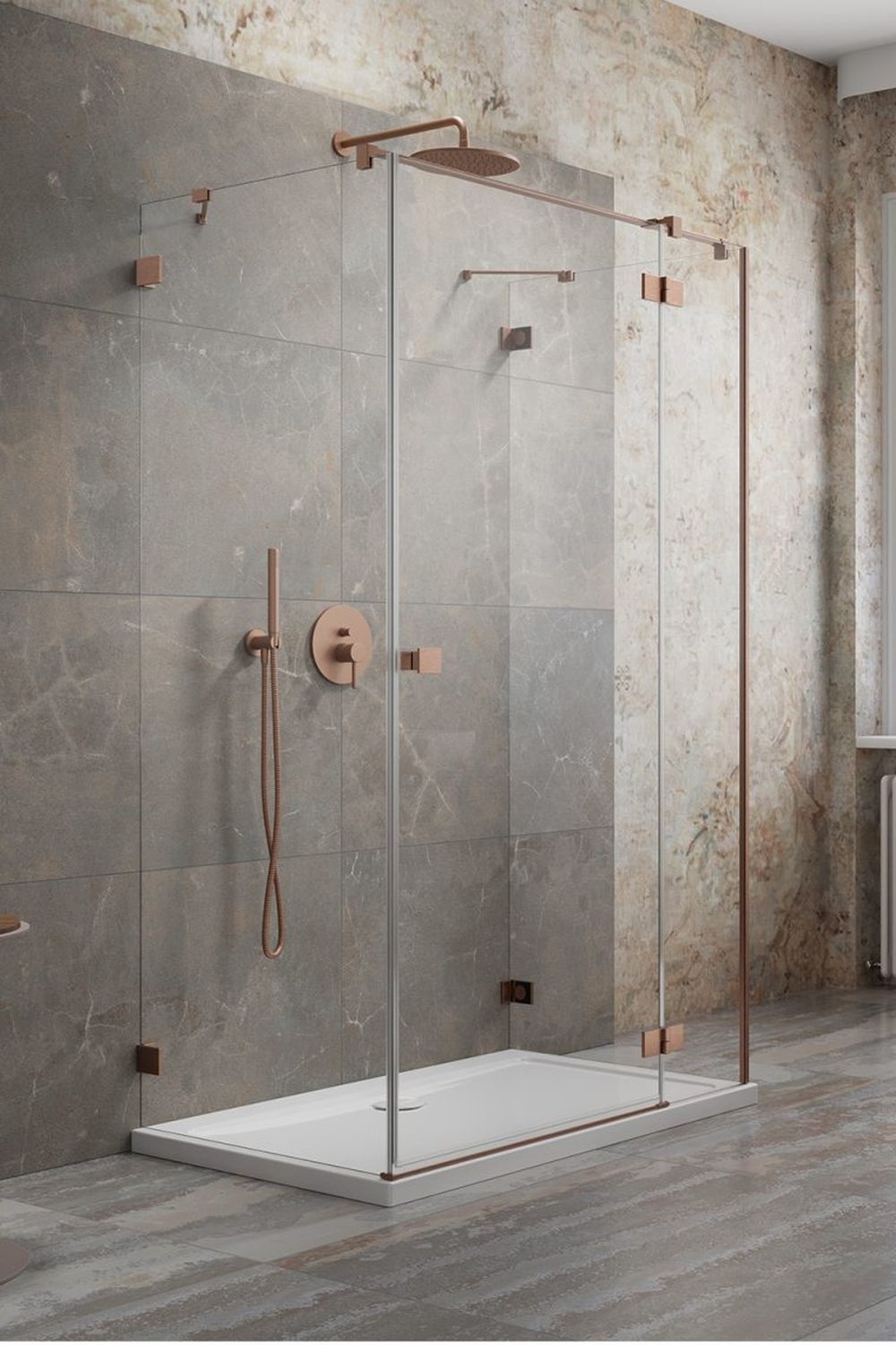 Radaway Essenza Pro Brushed Copper KDJ+S drzwi prysznicowe 100 cm prawe miedź szczotkowana/szkło przezroczyste 10097310-93-01R