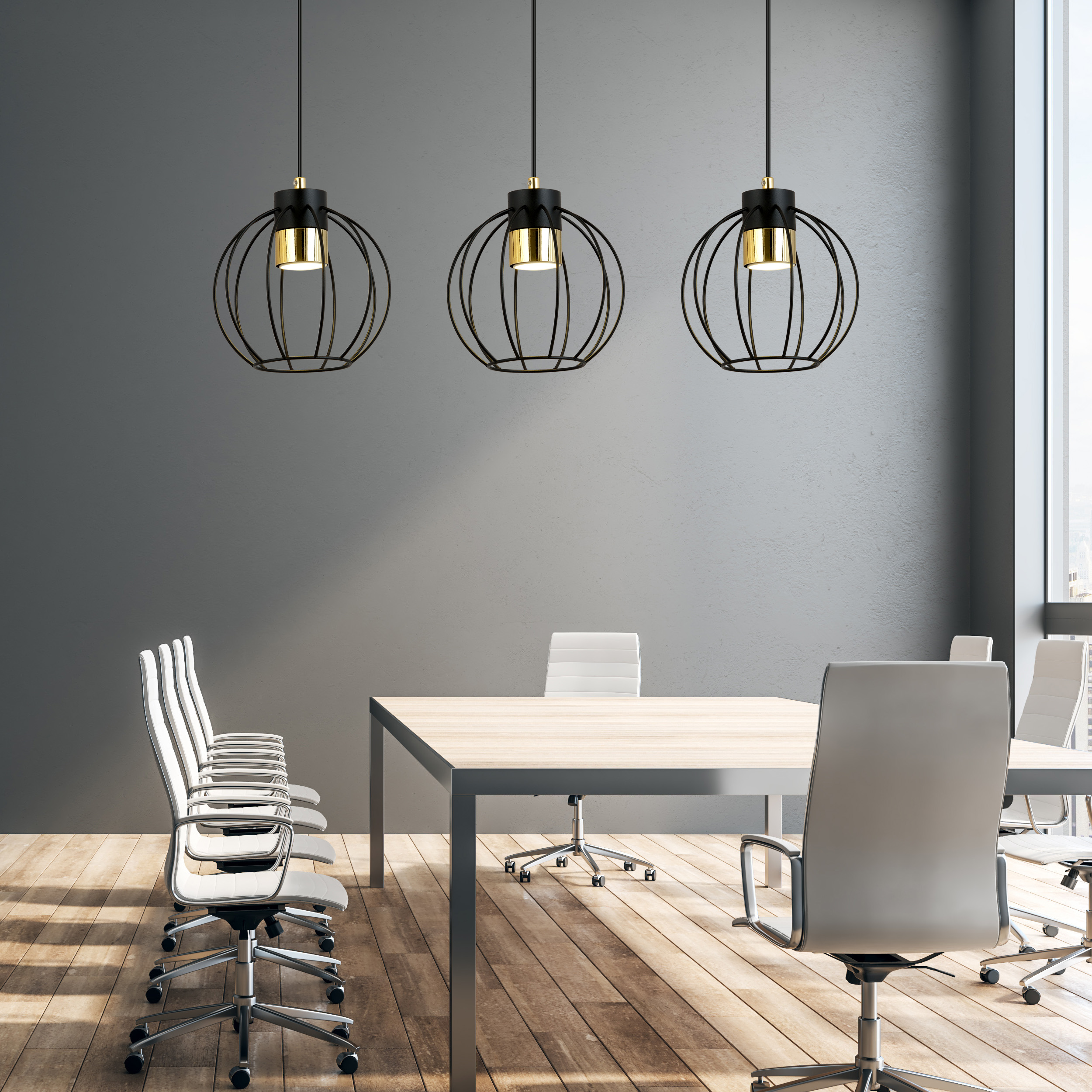 Emibig Ajax lampa wisząca 3x8 W czarna-złota 1200/3